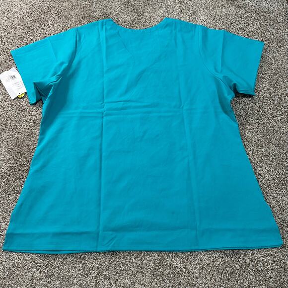 WINK Women's W123 Stylized V-Neck Scrub Top Size XL In Teal Blue - Picture 2 of 14